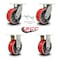 Service Caster 8'' Heavy Duty Red Poly on Cast Iron Caster Set 2 Swivel Locks 2 Rigid, 4PK CRAN-SCC-KP92S830-PUR-RS-BSL-2-R-2 - alternate 3